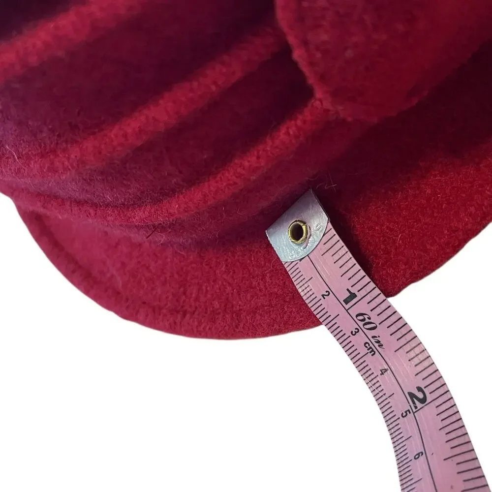 Toucan Collection Red Cloche Women SZ 6 1/2 Vintage With Flower Wool Retro Chic - Picture 7 of 11